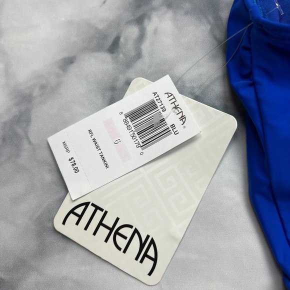 Athena Swim Ruffle Waist Tankini Size 6 Small Samba Solids Royal Blue Modest - Picture 5 of 7